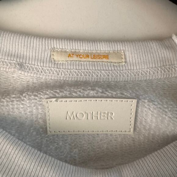 MOTHER Sweatshirt Large Biggie Message Crew Neck Oversized Bright White Pullover - Picture 9 of 13